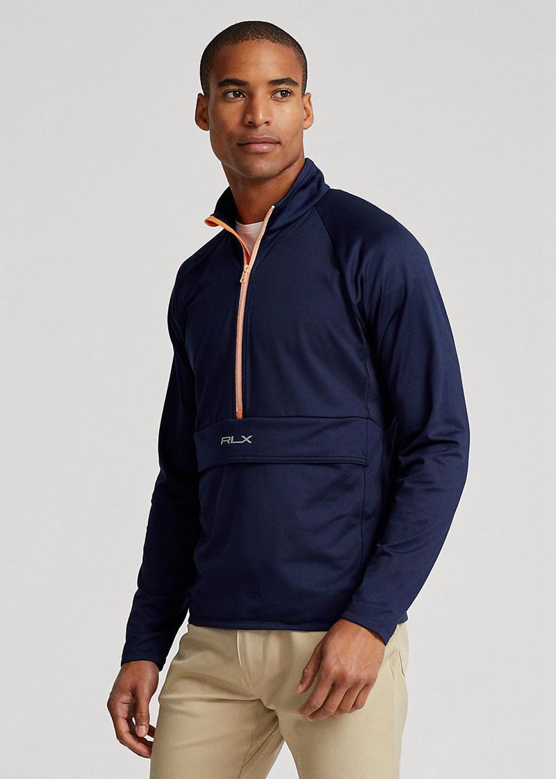 RLX ゴルフ トレーナー メンズ ネイビー ストレッチ ジャージー Half-zip プルオーバー NQBGP6198